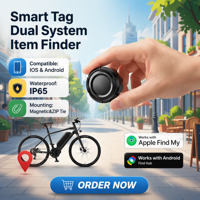 Smart Air Tag Apple & Google Certified Find My Device Global Tracking IP65 Waterproof Asset Motorcycle/Bike Tag Tracker
