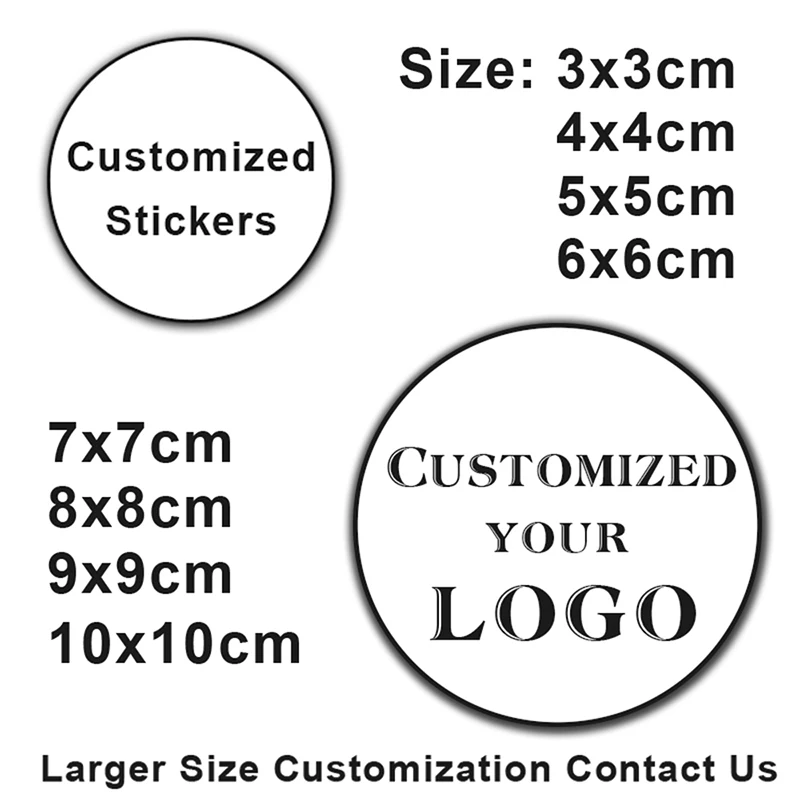 Lot de 100 logos autocollants ronds personnalisés, étiquettes adhésives de 3 à 10cm de diamètre, idéales pour décorations et cadeaux d'anniversaire ou de mariage, étiquettes adhésives