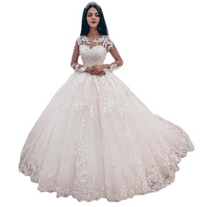 <b>Lace</b> Wedding Dress Ball Gown Sweetheart Neckline Long Sleeve <b>White</b> Ivory Princess Waistline Vintage Style - Product Image 4