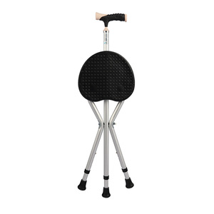 Elderly Cane <b>Stool</b> Aluminum Alloy Height Adjustable Portable Non Slip <b>Seat</b> For Outdoor Use - Product Image 1