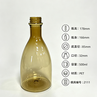 Bouteille pompe en plastique PET 500 ml, vide, style rétro, conteneur cosmétique, logo personnalisé, couleur au choix pour emballage de shampoing et gel douche