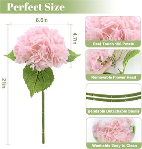 Fleur artificielle d'hortensia réaliste en PE souple de haute qualité, faite à la main, à tige unique, faible MOQ, pour la Saint-Valentin, vente en gros - Product Image 2