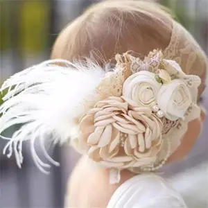 Vintage Flower Baby Girls Headwraps Newborn Photography Props Gifts Lace Elastic Hair Accessories Baby Girls
