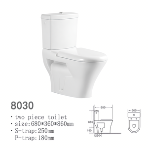 Hai mảnh nhà vệ sinh gốm WC 670x400x820mm kép tuôn ra hệ thống S Trap 250mm P Trap 180mm tiết kiệm nước trắng hiện đại tầng gắn - Product Image 2