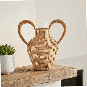 Cesto Biodegradabile Mini in Rattan con Base in Bambù Rosso, Cestini da Bagno Piccoli, Cesto per Trucchi Marocchino, Porta Posate con Chiusura Mini - Product Image 3