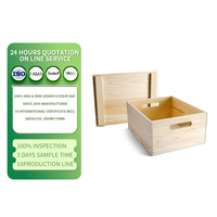 Boîte de rangement en bois décorative avec poignées et couvercle, bacs en bois non peints pour la décoration intérieure, le vin, les outils et la cuisine