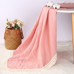Manta para Bebé Weimowell, Comercio Exterior Transfronterizo, Doble Capa, Crepé, Envoltura de Algodón Puro, Suave, con Borlas, para Cochecito - Product Image 3