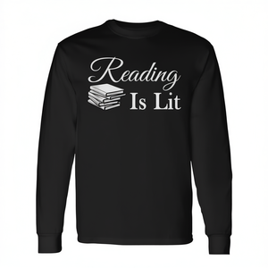 T-shirt à manches longues Teacher Book Nerd Tank Top « Reading Is Lit » T-shirt promotionnel - Product Image 2