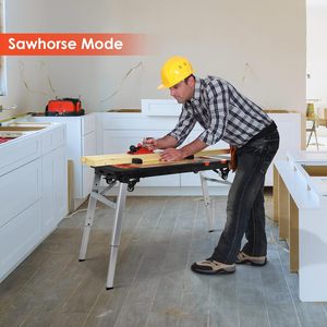 Banc de travail pliable robuste en ABS pour garage domestique, table de travail multi-usages 7 en 1 avec roues pour la construction et les réparations - Product Image 4