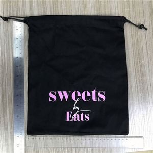 Promotional Gifts Black Twill Cotton Canvas Drawstring Lingerie Packaging Pouch Underwear Clothes Dust Bag with Wax Cord - Product Image 5