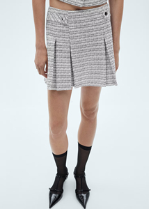 Mini-jupe en tweed de luxe avec boutons, taille naturelle, imprimé géométrique - Jupe d'été décontractée pour femme - Product Image 5
