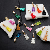 Fashion perhiasan baru Pink lucu Resin kerajinan beruang jimat liontin akrilik liontin beruang transparan untuk DIY membuat kalung