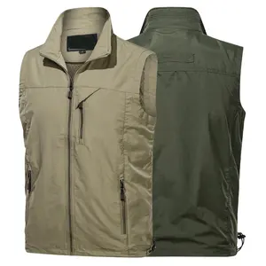 Men's Multi Pockets 100% Cotton Fisherman Vest Waistcoat For Fishing Photography Camping Vest
