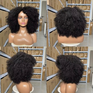 Proveedor barato rizado Brasil Natural resistente al calor largo Afro Curl <span class=keywords><strong>disfraz</strong></span> Pixie pelucas de cabello humano con flequillo - Product Image 2