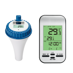 Thermomètre d'eau sans fil à énergie solaire en ABS, transmission RF 433M, portée 100m, personnalisation ODM, conversion <span class=keywords><strong>Fahrenheit</strong></span>/Celsius - Product Image 1