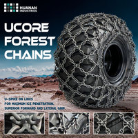 Cadenas Forestales Reforzadas UCORE, Acero al Boro, Puntas en U, Superficie Galvanizada, para Cargadoras de Ruedas, Arrastradores, Cosechadoras - 40 km/h