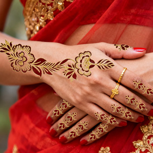 Adesivi per Tatuaggi all'Henné Indiano Marrone Dorato all'Ingrosso, Decalcomanie per Mani, Piedi e Corpo, Arte Corporea Impermeabile, Tatuaggi Temporanei - Product Image 1