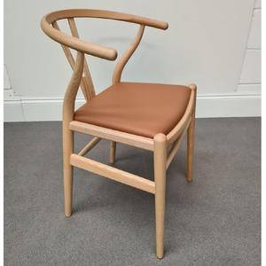 Wooden Y Chair with Curved <b>Back</b> and <b>Cushioned</b> Seat for Dining Room – Modern Upholstered Restaurant Chair - Product Image 1
