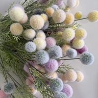 Fleurs artificielles en gros, faites à la main, à 9 têtes, en pompons floqués, boules d'herbe duveteuses, décorations d'Halloween, fausses fleurs