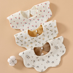 Baberos de doble cara para bebés, baberos de gasa suave de algodón puro, baberos antivómito con forma de pétalo para bebés y niños pequeños de 0 a 3 años - Product Image 2