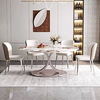 Table à manger ronde en marbre de luxe moderne Ensemble de chaises 4 6 8 places Cuisine Restaurant Salon Meubles Cercle Métal Designs