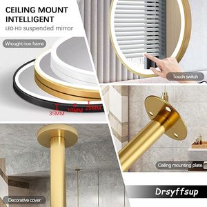 <span class=keywords><strong>Miroir</strong></span> LED suspendu au plafond rond, miroirs de salle de bain, <span class=keywords><strong>grand</strong></span> <span class=keywords><strong>miroir</strong></span> décoratif circulaire adapté aux hôtels, appartements, entrées - Product Image 3