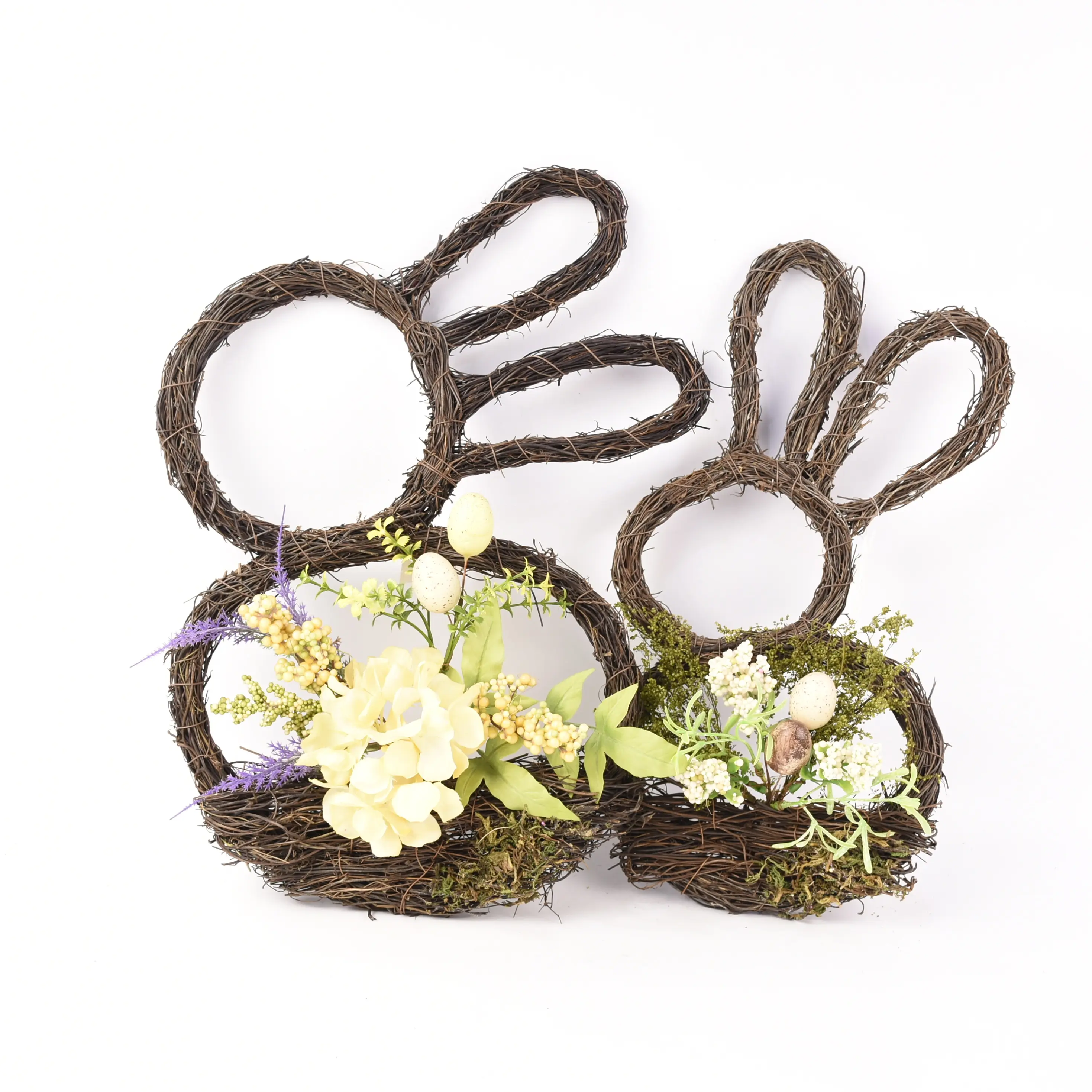 BSCI fabbrica Grapevine Rattan coniglio artificiale primavera floreale coniglietto corona decorazione pasquale