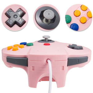 2 buah pengendali Gamepad Joystick jarak jauh berkabel Retro N64 merah muda cocok dengan konsol sistem permainan Video N64 - Product Image 4