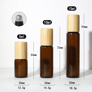 5ml 10ml 15ml Wooden Lid Bamboo Cap Glass Cylindrical Roll-On <b>Bottle</b> Empty Clear <b>Amber</b> Luxury Essential Oil Packaging LK - Product Image 5