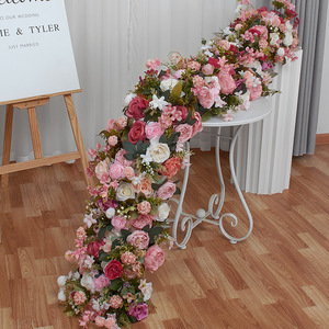 TIK TOK INStagram 가짜 도매 리얼 터치 인공 장미 꽃 러너 결혼식 장식 인공 장미 실크 꽃 - Product Image 5