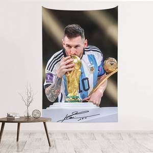 Sports Football Coupe de Football <span class=keywords><strong>Tapisserie</strong></span> Leo Messi Champion Affiches Murales Personnalisé Équipe Sportive Logo Tenture Décoration pour Chambre - Product Image 2