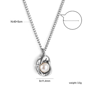 Nuevo Estilo Collar Clásico de Concha con Corazón, Joyería al por Mayor, Collar con Colgante de Cadena de Perlas de Acero Inoxidable para Mujer - Product Image 6