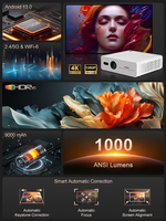Projecteur LED DLP 4K Jenovox M5000 Mini avec batterie intégrée, Android 13, 1000 lumens ANSI, correction automatique de la distorsion trapézoïdale pour une utilisation en extérieur