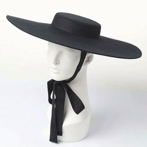 15cm Width Brim Fashion Chin Strap Womens Fedora Hats Personalized Stiff <b>Wide</b> Brim Fedora Hat - Product Image 1