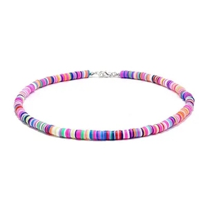 Collar de arcilla polimérica colorido para mujer, gargantilla de varias capas de Color arcoíris, joyería Preppy minimalista - Product Image 5