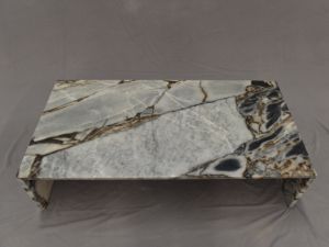 Tavolino da Caffè Rettangolare in Marmo Breccia Grigio, Arredamento di Lusso per Soggiorno in Pietra Naturale - Product Image 5