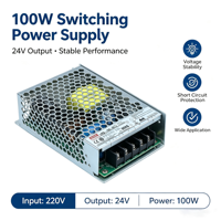 Convertisseur AC/DC mince LRS-100-24 100W, entrée 110V à 240V, sortie DC 24V pour dispositifs d'automatisation et de sécurité montés en armoire
