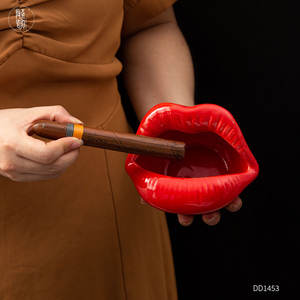 Cendrier en céramique en forme de lèvres sur mesure, couleur rouge DD1453, pour cigares, décoration intérieure, cadeau - Product Image 5