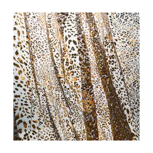 Fashion Designs Fabric Supplier Gold Leopard Dots Foil Print Breathable French Lace Wedding Dress Tulle Fabric