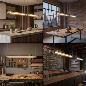 Suspension Linéaire Industrielle Rétro en Métal et Acrylique, LED, Hauteur Réglable, <span class=keywords><strong>pour</strong></span> Salle à Manger, Cuisine, Café, Bar, Cage à Chaînes - Product Image 3