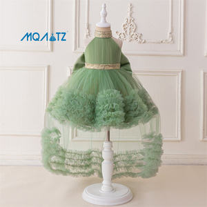 MQATZ Nuevo Vestido de Fiesta Negro para Niña con Estilo Moderno y Cola Larga de Princesa para Niñas Pequeñas - Product Image 1