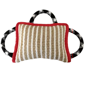 Coussin de mastication en lin durable et écologique pour chien, avec <span class=keywords><strong>3</strong></span> poignées, multicolore, grand jouet à mâcher pour l'entraînement à la traction du chien - Product Image 1