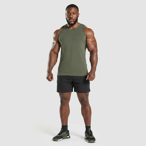 Camiseta sin Mangas Deportiva Acanalada de Color Sólido Personalizada al por Mayor para Hombre, Top Corto para Gimnasio, Top Musculoso - Fabricación Personalizada al por Mayor - Product Image 1