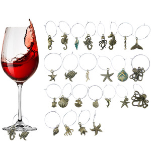 Ocean Themed Bronze Metal Wine Glass Rings 20-40Pcs Sea Life Charms For Birthday Party Table Decorations - Product Image 1