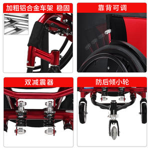 Fauteuil roulant manuel pliable Kaiyang en alliage d'aluminium, largeur de siège 38 cm, léger, portable, pour usage extérieur, soins à domicile, hôpital - Product Image 4