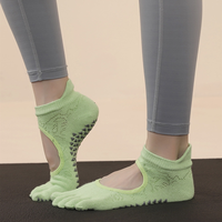 Vente chaude De Luxe Coton Femmes Fitness Ballet Yoga Sport Antidérapant Cheville Pilates Toe Grip Chaussettes Personnalisé