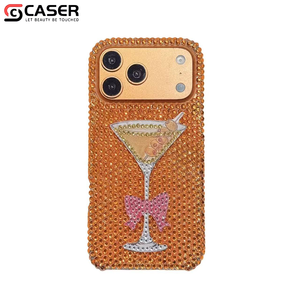 Coque de <span class=keywords><strong>téléphone</strong></span> antichoc élégante et luxueuse avec motif verre à martini et strass, sensation glacée, pour iPhone 17/16/15 - Product Image 1