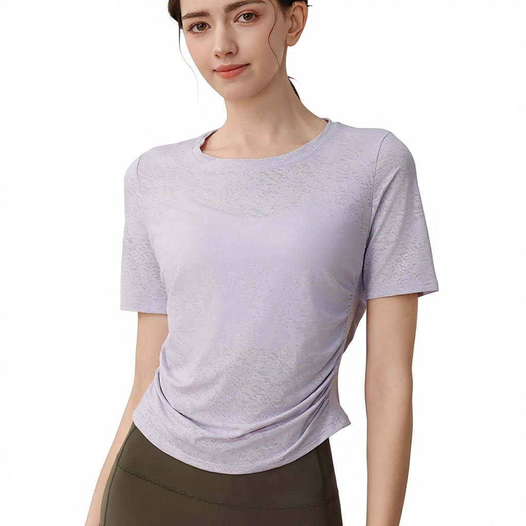 New Nylon Double-sided Sports Top Short-sleeved Women's Slim-fit Breathable Yoga Suit Professional Running Training Fitness Set