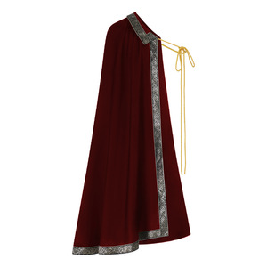 Cape médiévale de pointe pour adulte unisexe en polyester, à une épaule avec garniture, pour cosplay et costume d'Halloween - Product Image 2