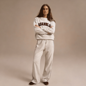 Conjuntos de Moletom de Algodão de Alta Qualidade Personalizados para Mulheres, Com Bordado, Suéter Oversized de Ombros Caídos e Calças - Product Image 4